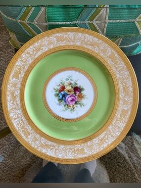 Heinrich & Co. Selb Bavaria Antique Dinner Plate Flowers Gold Encrusted Rim